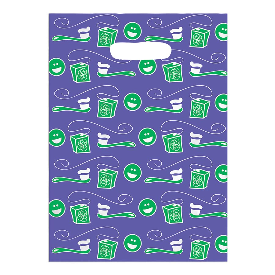 Scatter Print Bags Blue / Green Brush Floss 2 Sided Print Clear 100/Bx thumbnail 2