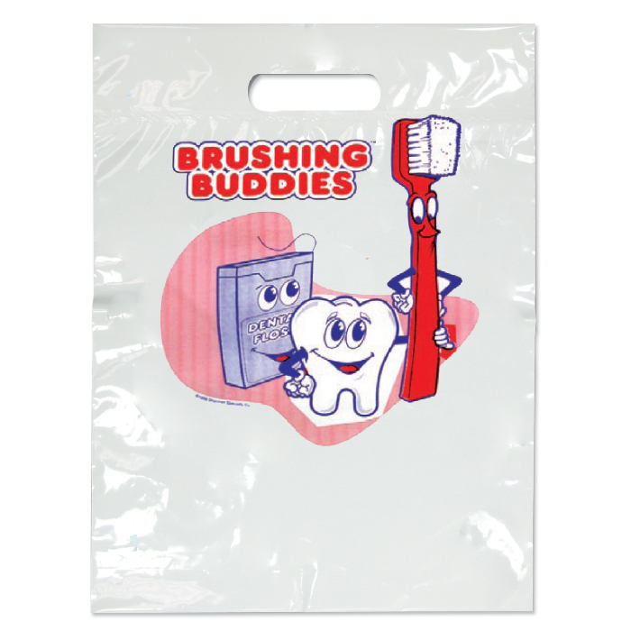 2-Color Bags Brushing Buddies White 7.5 in x 9 in 100/Pk thumbnail 2