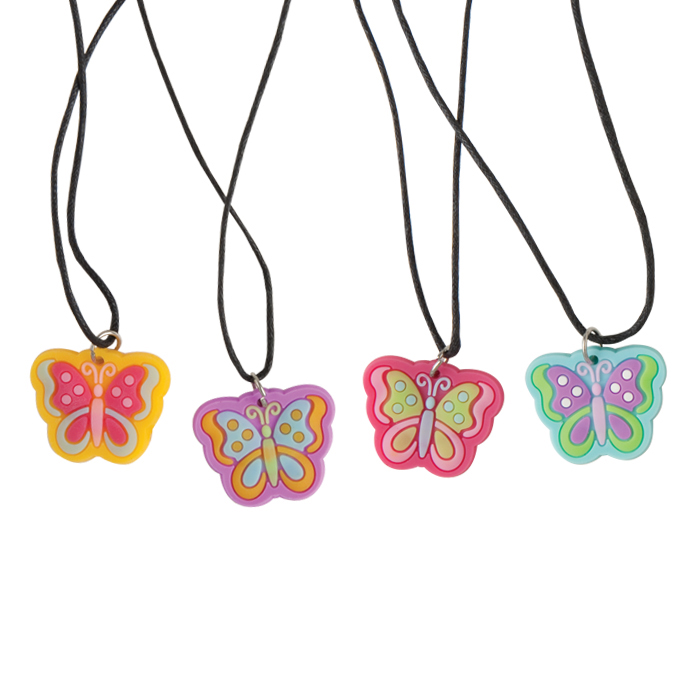 Necklaces Butterfly Assorted Colors Rubber 72/Pk thumbnail 2