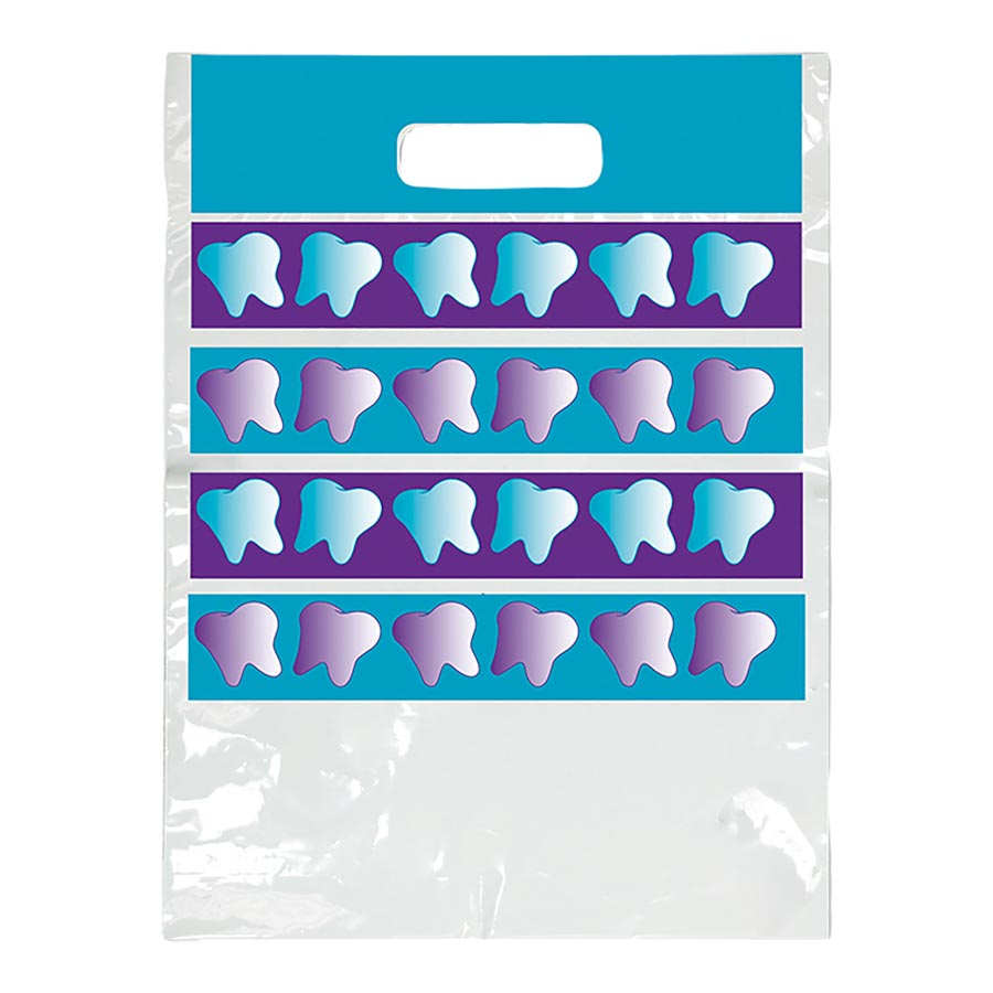 2-Color Bags Purple Teeth White 7.5 in x 9 in 100/Pk thumbnail 2
