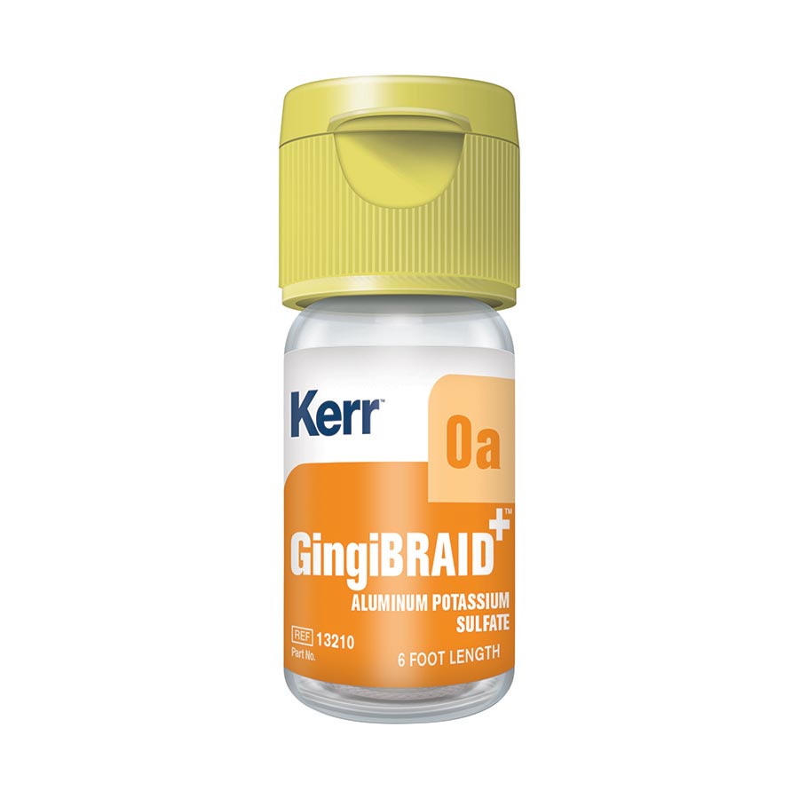 GingiBraid+ Retraction Cord, with Aluminum Potassium Sulfate, # 0, Fine, Yellow, 1/Pk, 13210 product image