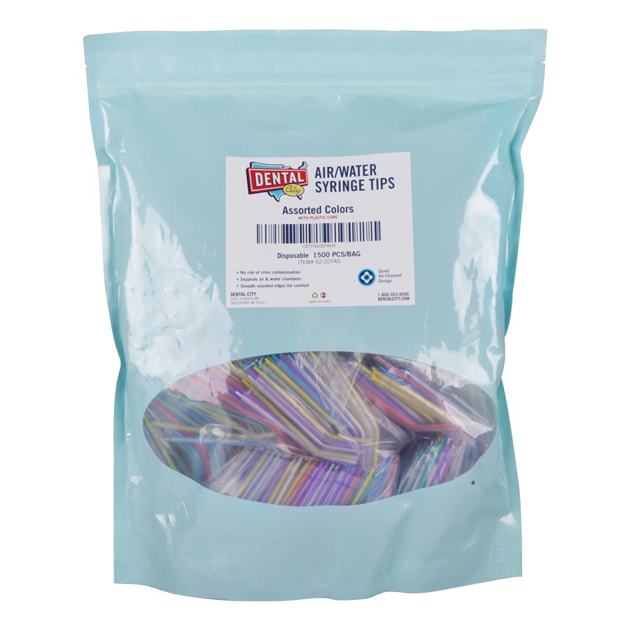 Disposable Air/Water Syringe Tips Assorted Colors 1500/Bag BULK product image
