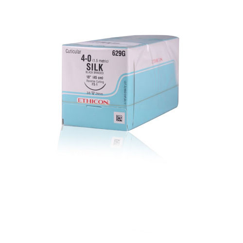 3-0 Braided Silk Sutures with X-1 Needle, 18", Black, 12/Pk, 632G product image