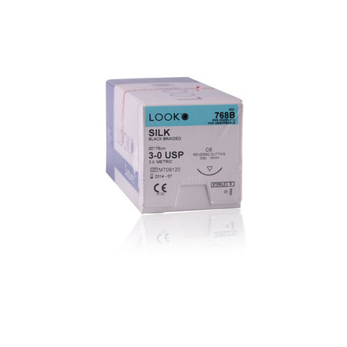 Silk Suture with C6 Needle (RC), Black Braided, 30"/75 cm, # 3-0, 12/Pk, 768B thumbnail 3