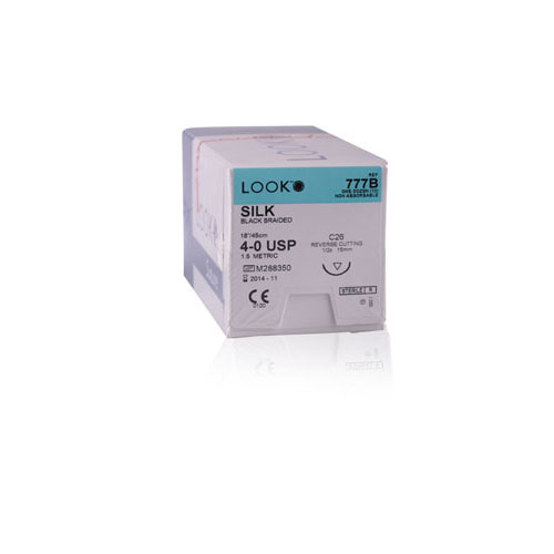 Silk Suture with C26 Needle (RC), Black Braided, 18"/45 cm, # 3-0, 12/Pk, 778B thumbnail 9