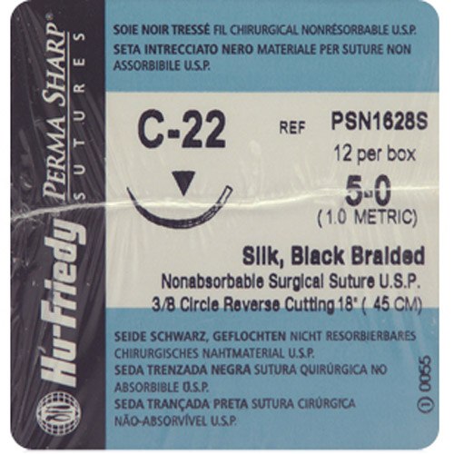 #5-0 Black Silk Suture 18" C-22 Needle 16.2mm Box of 12 thumbnail 5