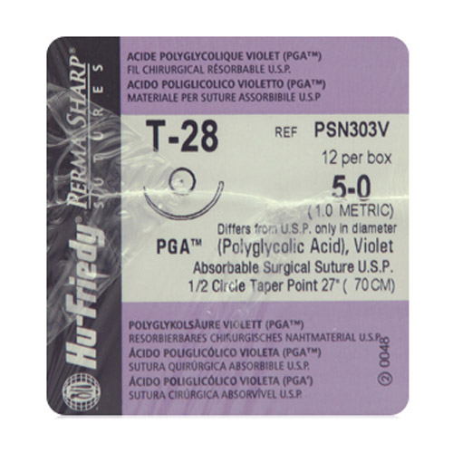 Perma Sharp Suture 5-0 27" Polyglycolic Acid Braid T-28 Violet 12/Pk thumbnail 2