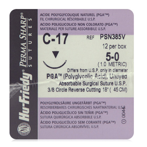 Perma Sharp Suture 5-0 PGA Undyed 18 C-17 3/8 Circle 12/Box, PSN385V thumbnail 3