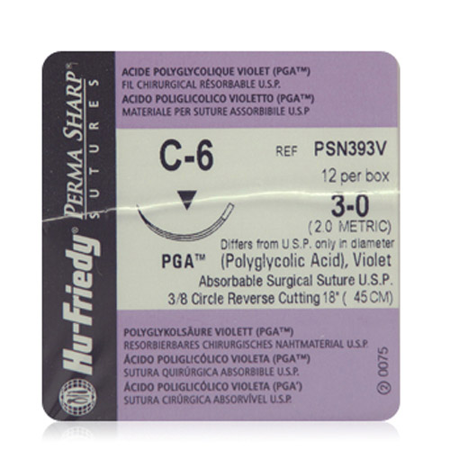 Perma Sharp Suture 3-0 PGA Violet 18 C-6 3/8 Circle 12/Box, PSN393V thumbnail 9