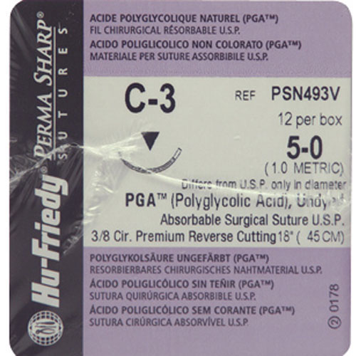 Perma Sharp Suture 5-0 18" Polyglycolic Acid Braid C-3 Undyed 12/Pk product image