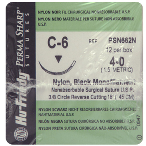 Perma Sharp Suture 4-0 18" Nylon Monofilament C-5 Black 12/Pk thumbnail 3