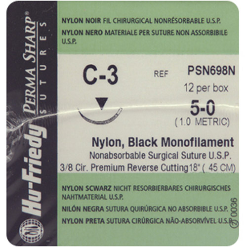 Perma Sharp Suture 5-0 18" Nylon Monofilament C-3 Black 12/Bx thumbnail 6