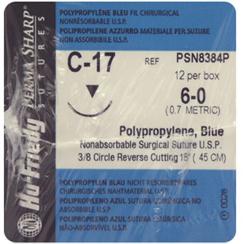 Perma Sharp Suture, Polypropylene, Non-Absorbable, C-17, 6-0, 18", 12/Pk, PSN8384P thumbnail 5