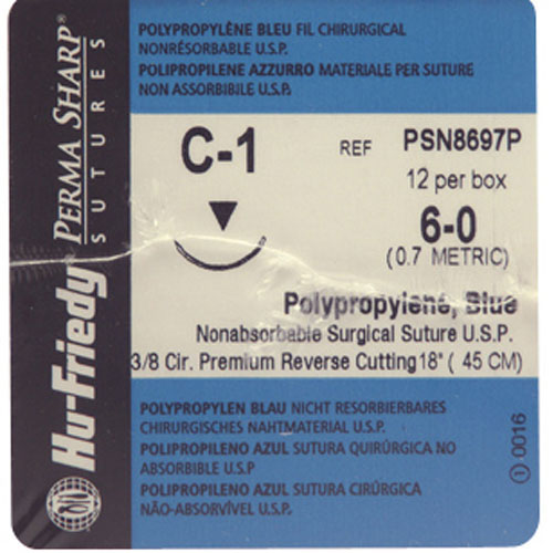 Perma Sharp Suture 6-0 18" Polypropylene Monofilament C-1 Blue 12/Bx thumbnail 4