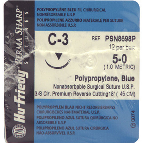 Perma Sharp Suture 5-0 18" Polypropylene Monofilament C-3 Blue 12/Bx thumbnail 4