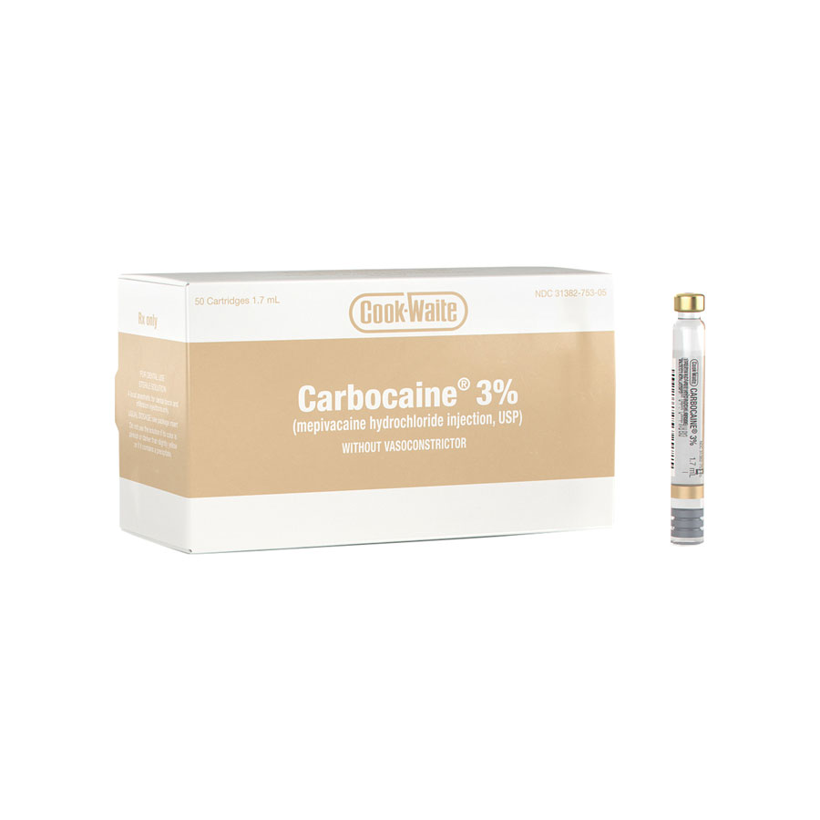 Carbocaine Mepivacaine HCl 3% Plain 1.7 mL 50/Bx product image