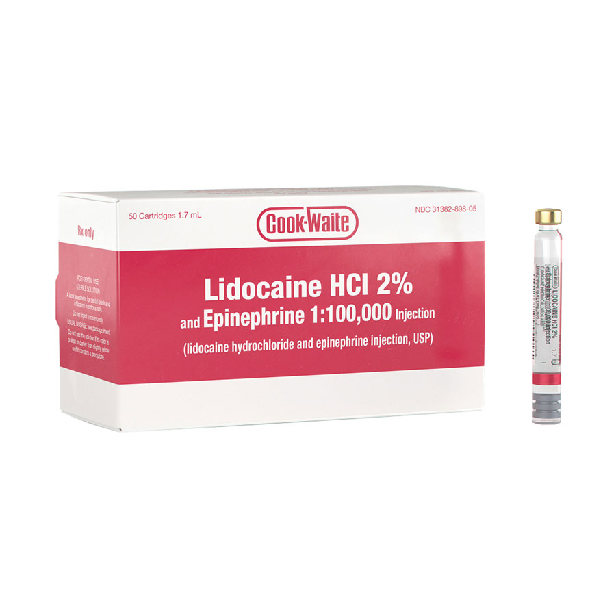 Cook Waite Lidocaine HCl 2% Epinephrine 1:100 000 1.7 mL 50/Bx product image