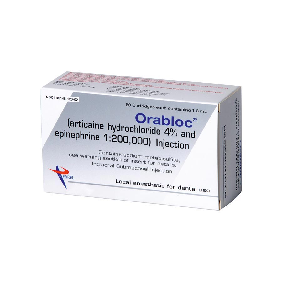 Orabloc Articaine HCl 4%, with Epinephrine, 1:200,000, 1.7 ml, Blue, 50/Pk, 2101052 thumbnail 8