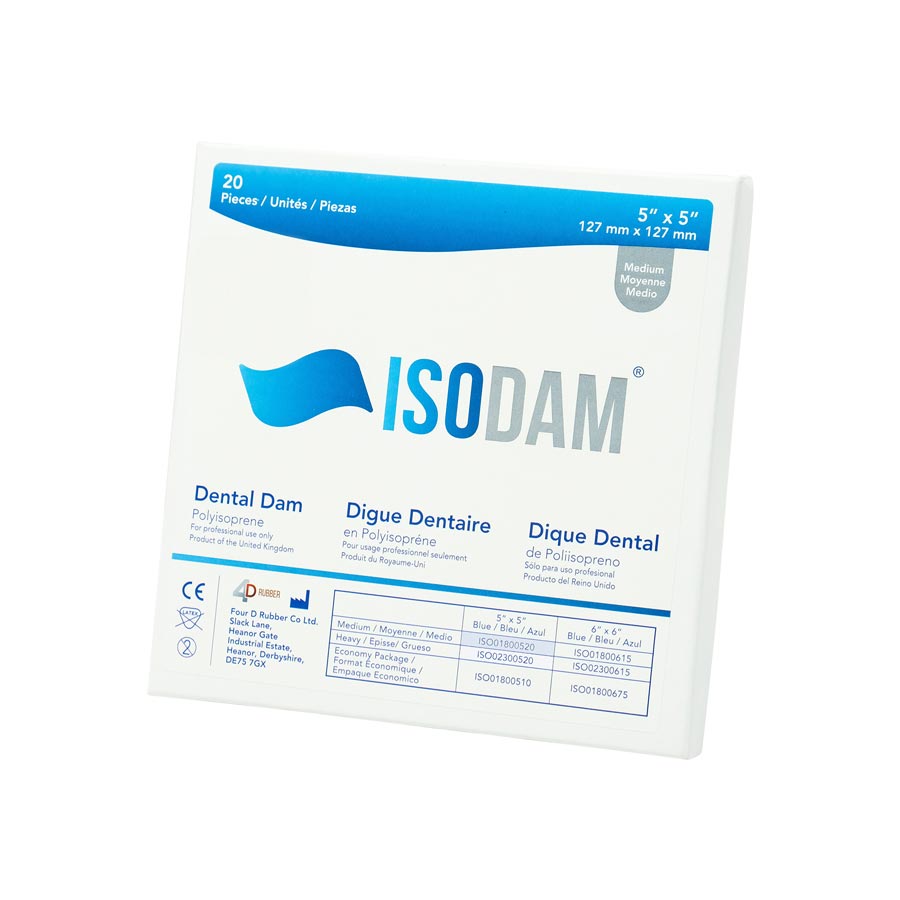 Isodam Non-Latex Dental Dams, 5" x 5", Medium, Blue, 20/Pk, ISO01800520 thumbnail 8