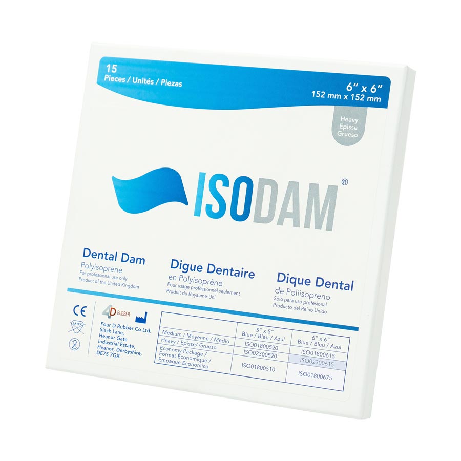 Isodam Non-Latex Dental Dams, 6" x 6", Heavy, Blue, 15/Pk, ISO02300615 thumbnail 8