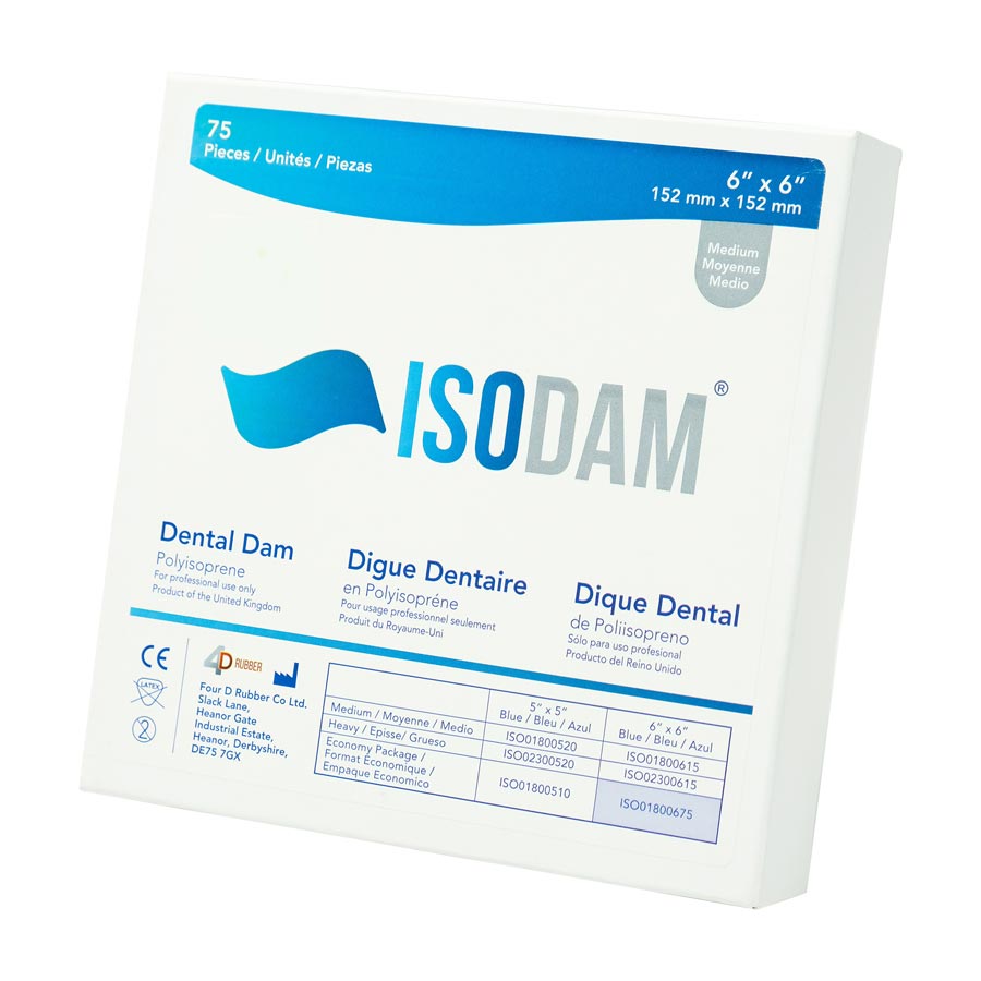 Isodam Non-Latex Dental Dams, Economy Pack, 6" x 6", Medium, Blue, 75/Pk, ISO01800675 thumbnail 8