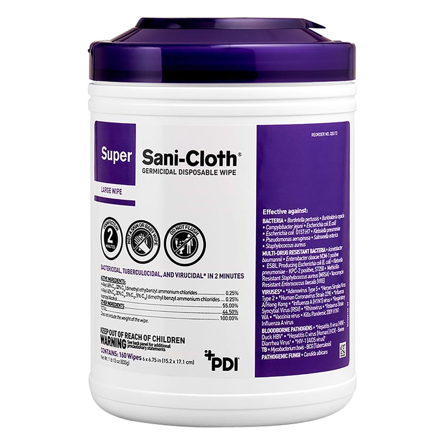 Super Sani-Cloth Germicidal Wipes Large Canister 160/Cn thumbnail 8