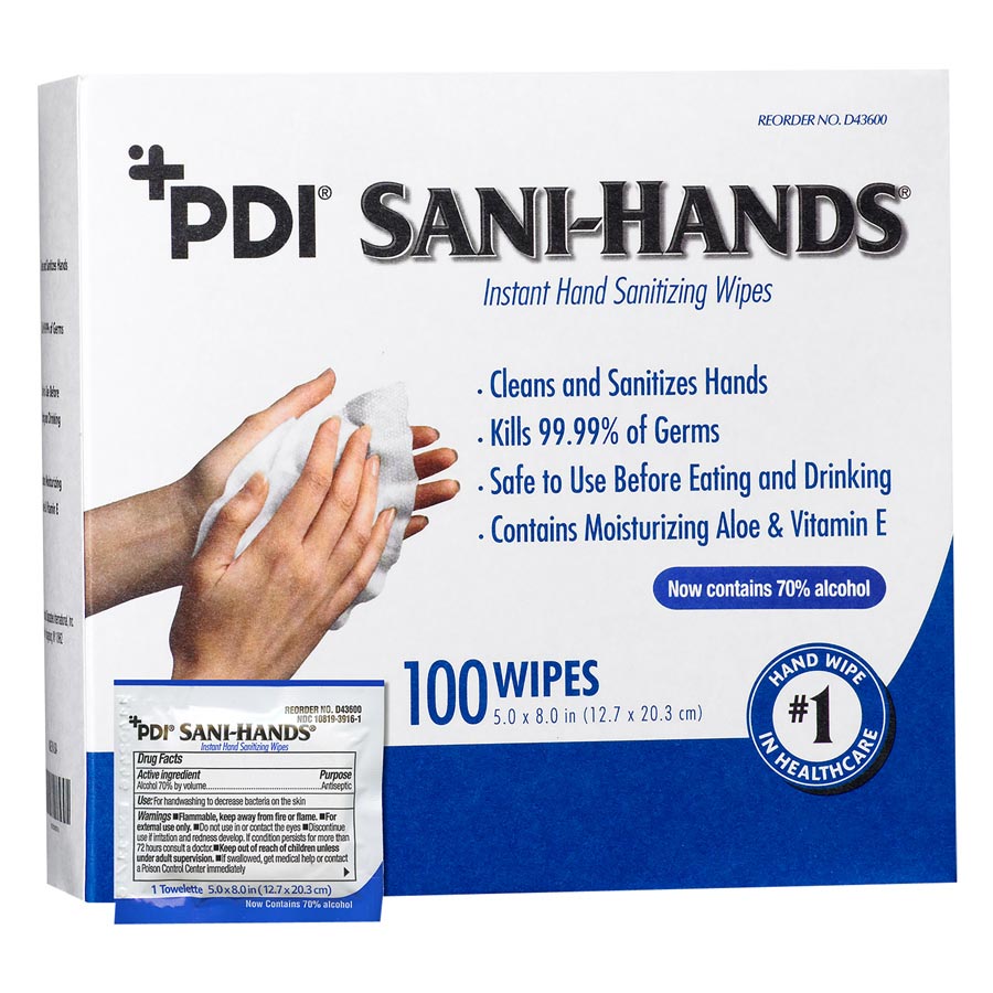 Sani-Hands Sanitizing Wipes Individual Packets Fragrance Free 100/Bx thumbnail 6