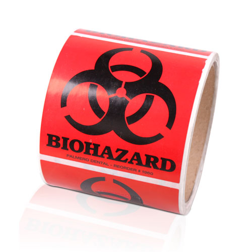 Universal Biohazard Warning Label, 3" x 3", Black on Red, 100/Roll, 1960 thumbnail 7